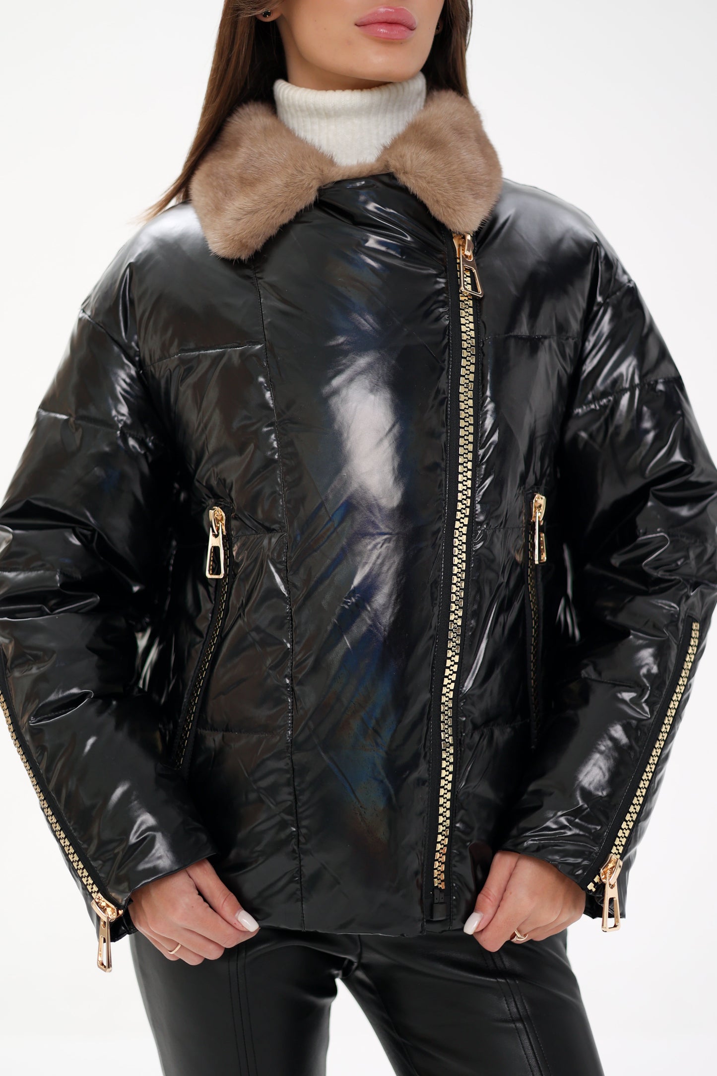 Veste en duvet et fourrure de vison véritable