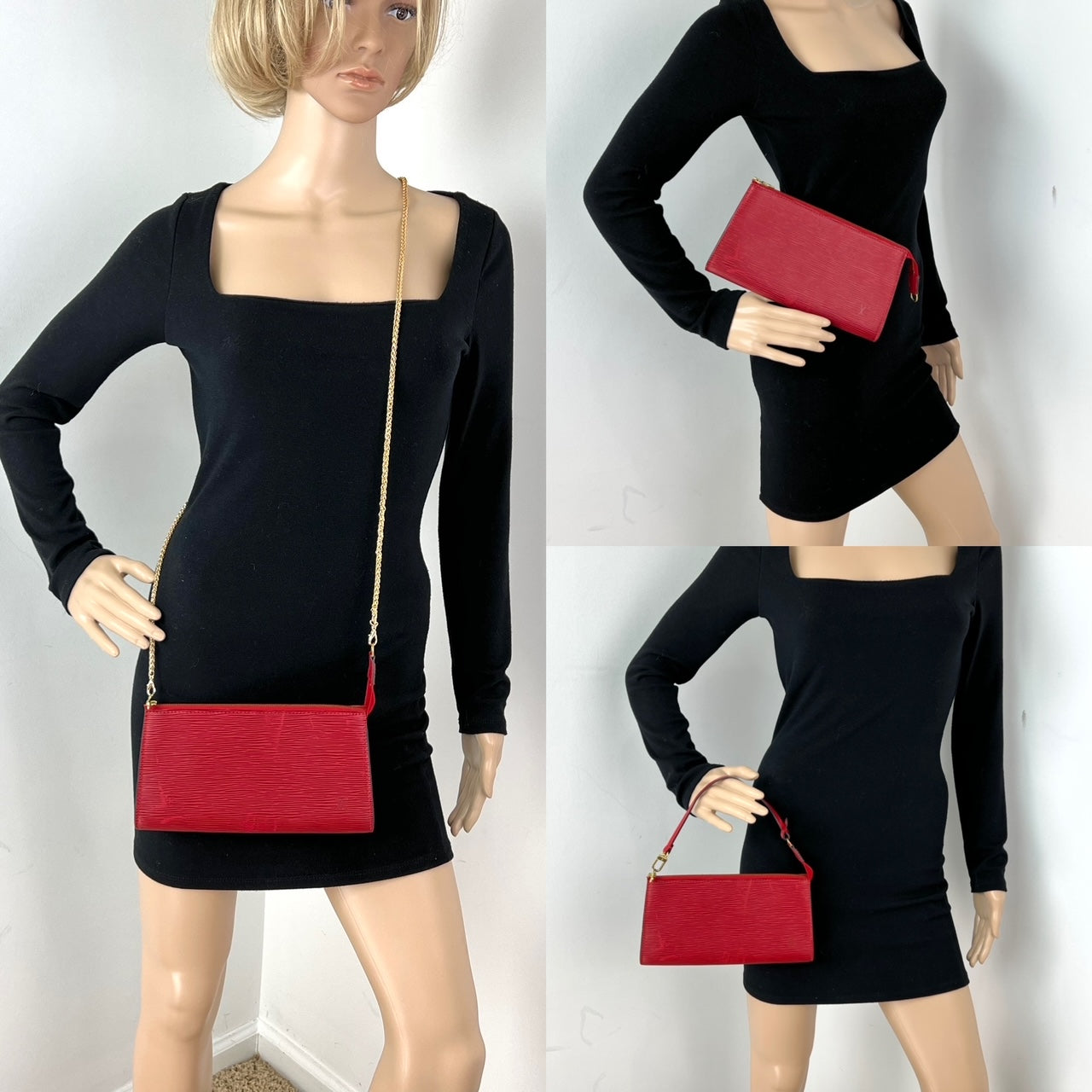 Sac à main Louis Vuitton Epi 24 Pochette Accessories Sac bandoulière en cuir rouge d'occasion