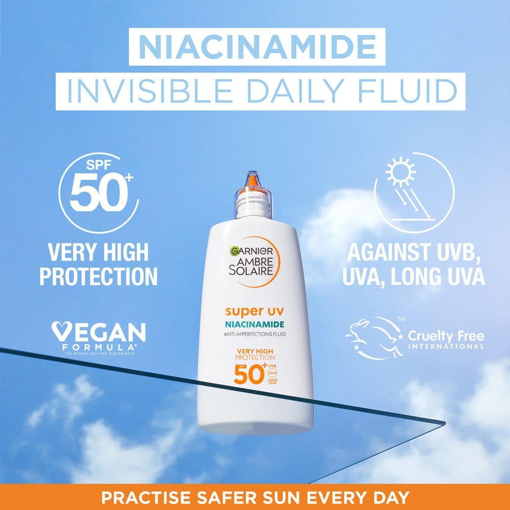 Garnier Ambre Solaire Super UV Niacinamide Facial SPF50+ Cream 40ml 3 Pack