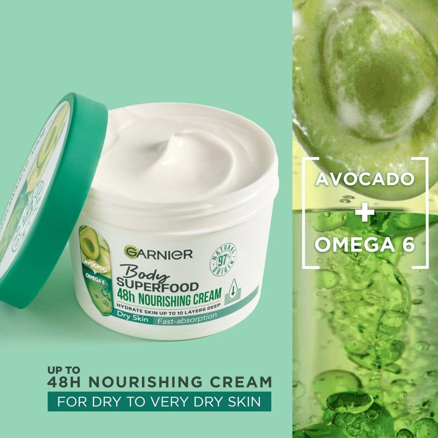 Garnier Superfood Avocado & Omega 6 Superfood Nourishing Body Cream 380ml 2 Pack