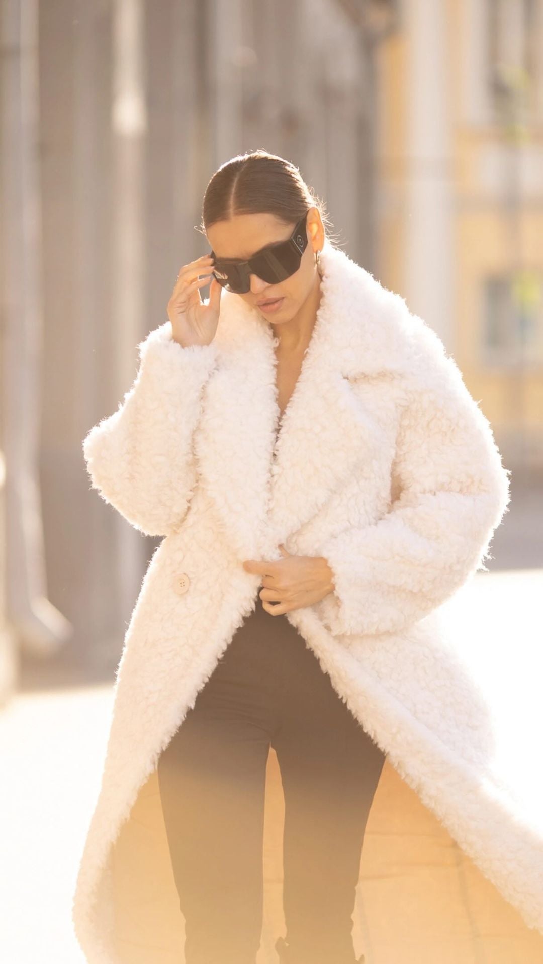 Manteau en fourrure de laine péruvienne véritable Teddy Bear