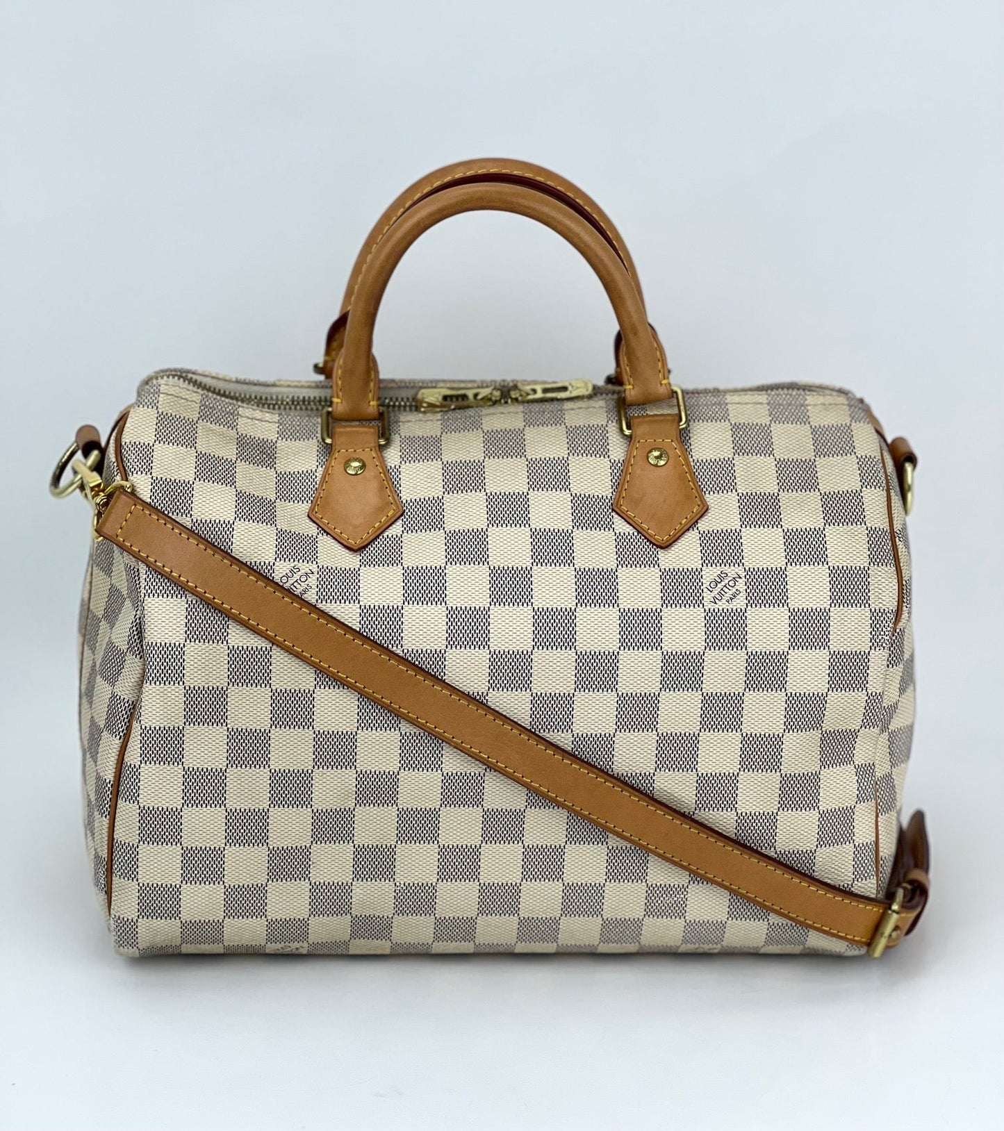Sac à main Louis Vuitton Speedy Bandouliere 30 Damier Azur, avec insert supplémentaire, d'occasion