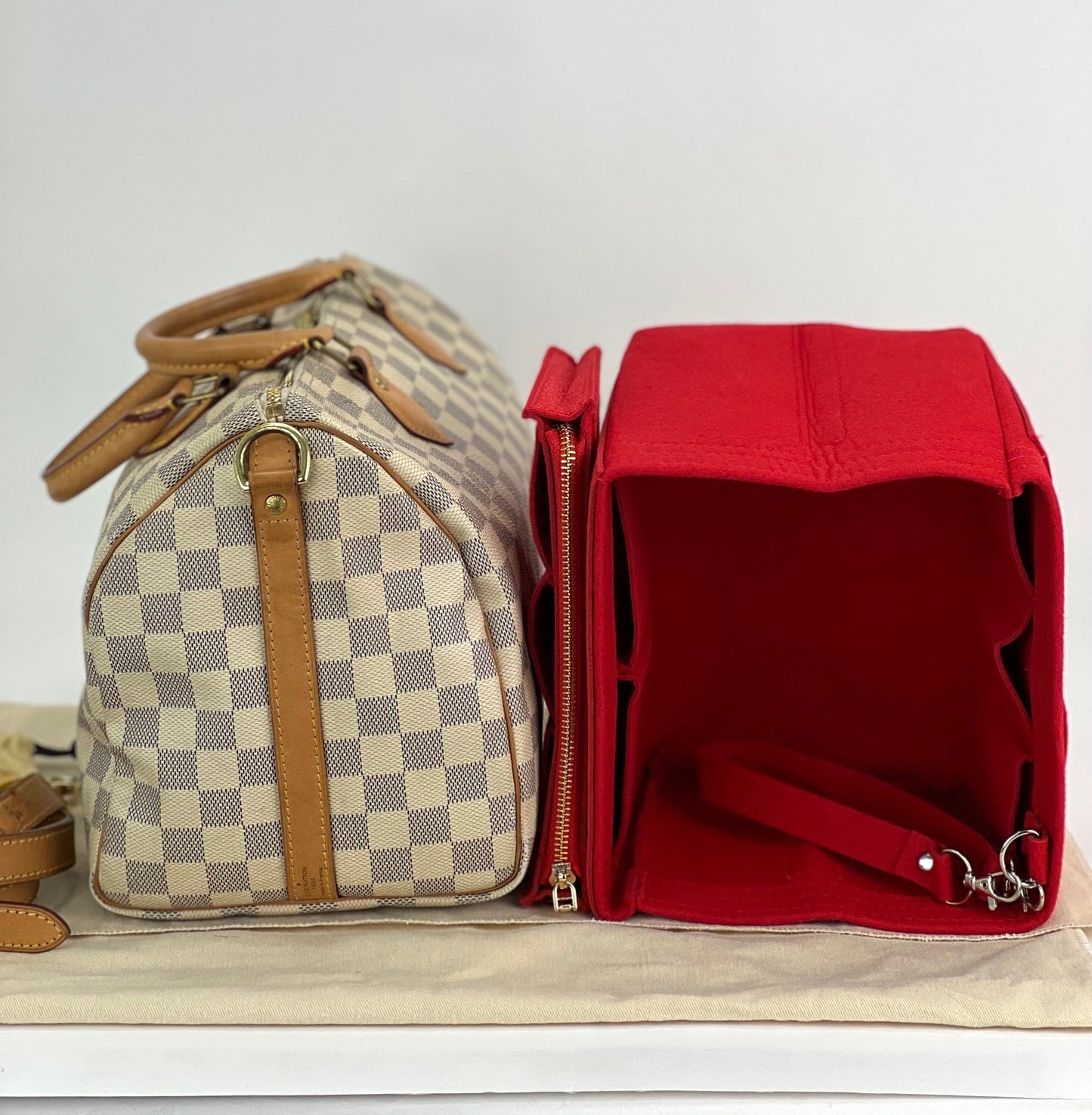 Sac à main Louis Vuitton Speedy Bandouliere 30 Damier Azur, avec insert supplémentaire, d'occasion
