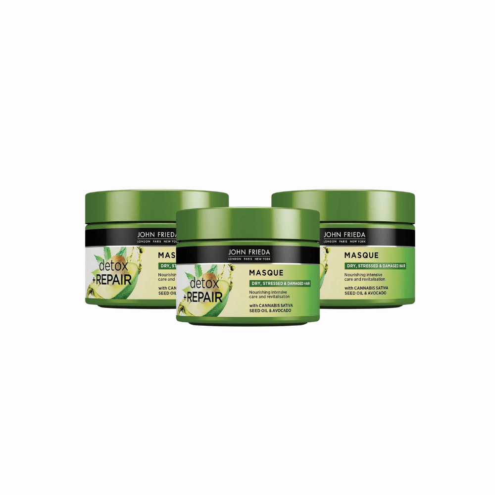 John Frieda Detox & Repair Nourishing and Repairing Hair Care Mask for Dry and Damaged Hair 250ml 3 Pack
