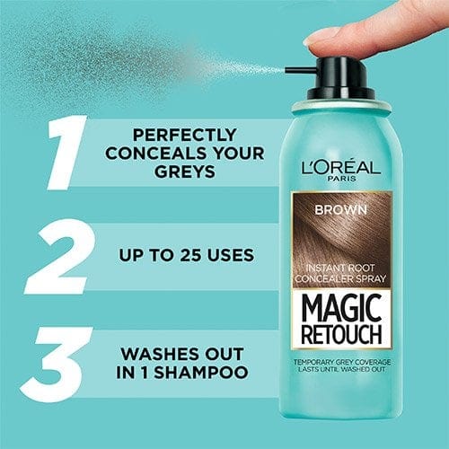 Loreal Paris Magic Retouch Brown Temporary Instant Grey Root Concealer Spray 75ml -Brown