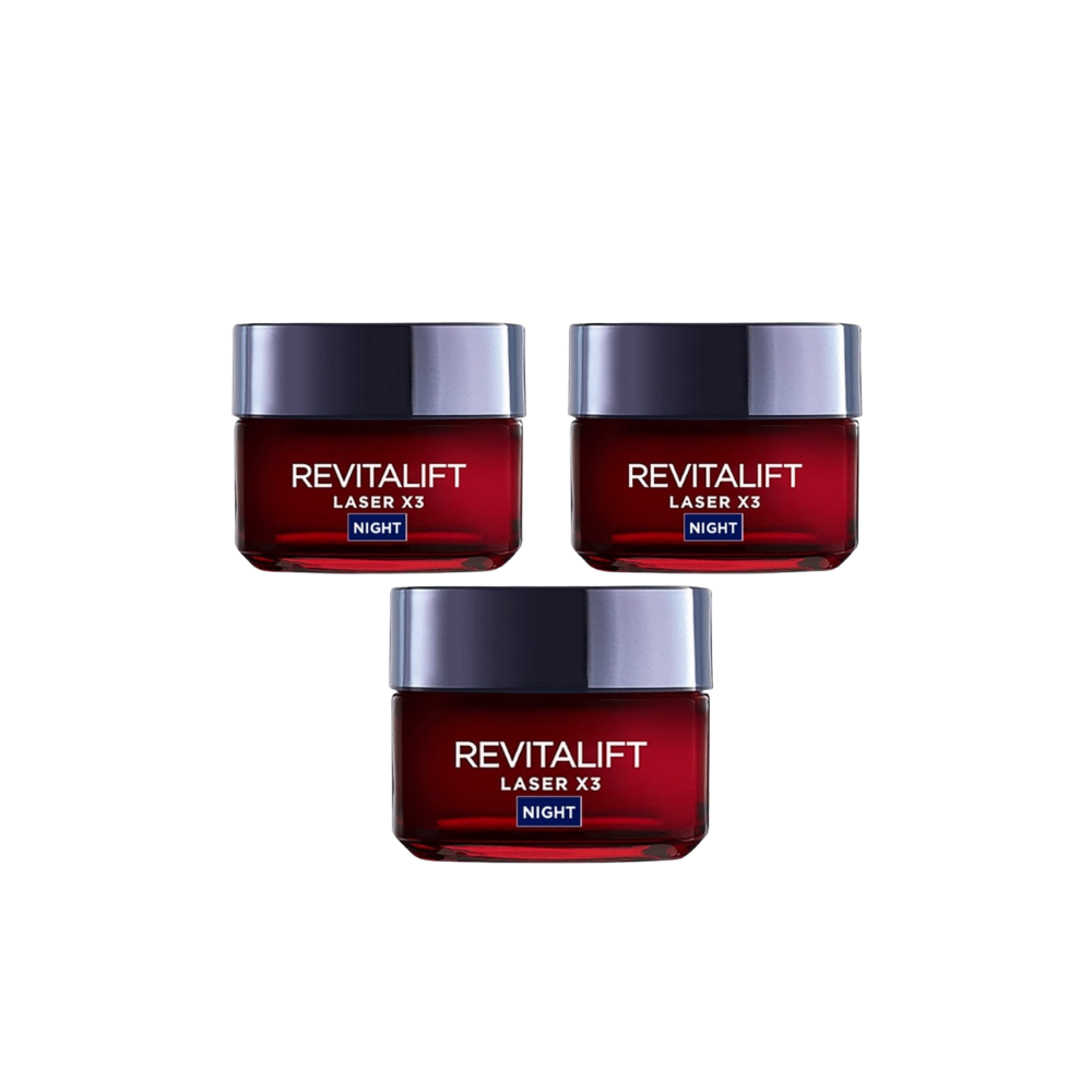 L'Oréal Paris Revitalift Laser X3 Crème de Nuit Anti-Âge Profonde 50 ml Lot de 3