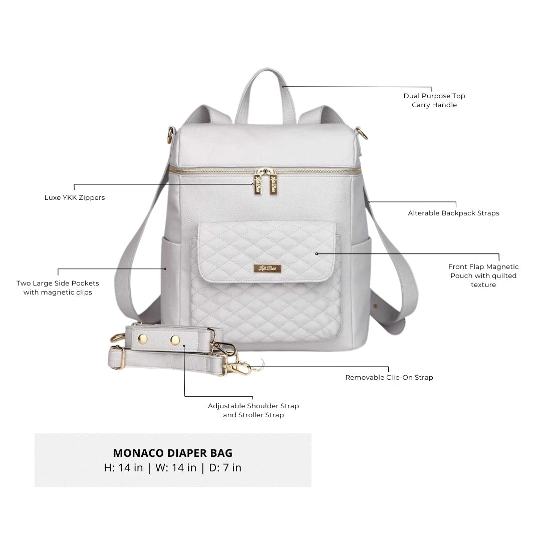 Monaco Diaper Bag | Stone Grey