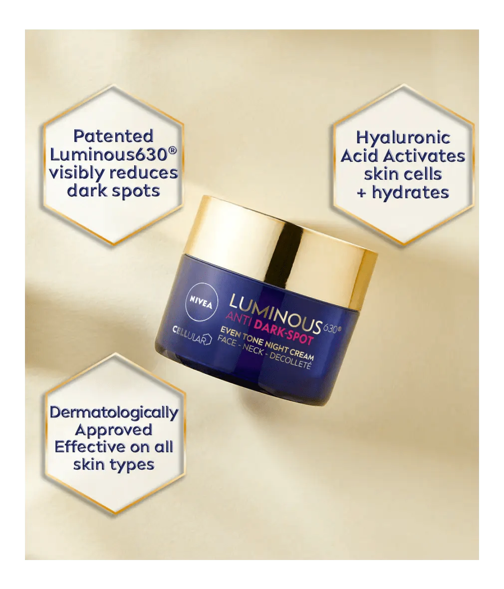 Nivea Luminous 630 Anti Dark Spot Night Cream 50ml / 1.7 fl oz - 2 Pack