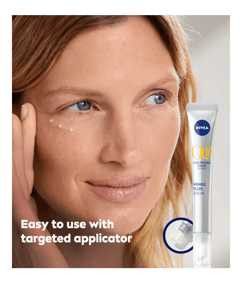 Sérum anti-rides Nivea Q10 Power, combleur de rides avec peptides Bioxifill, 15 ml
