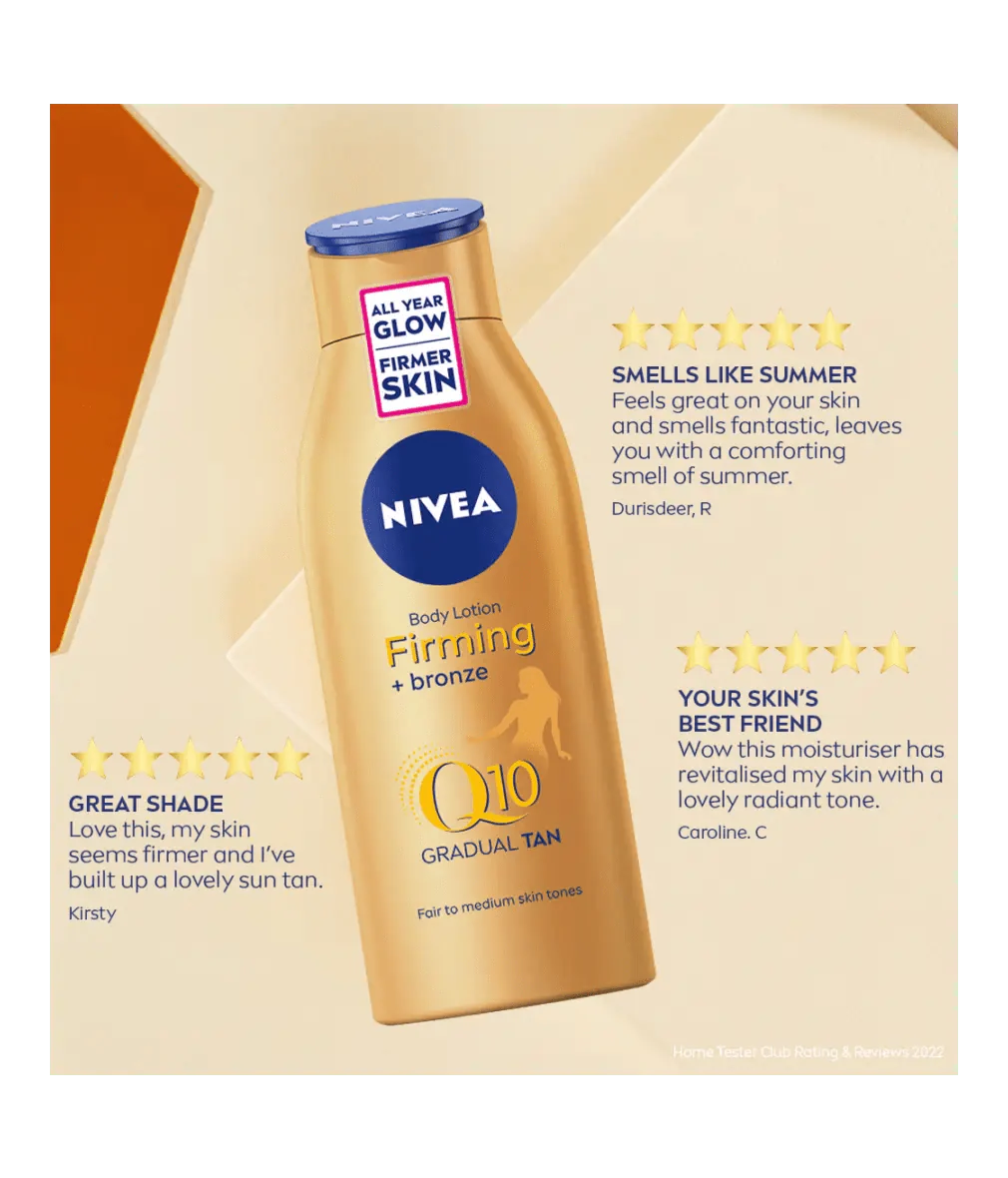 Crème hydratante pour le corps Nivea Q10, bronzage progressif, peau claire à moyenne, 200 ml (lot de 3)