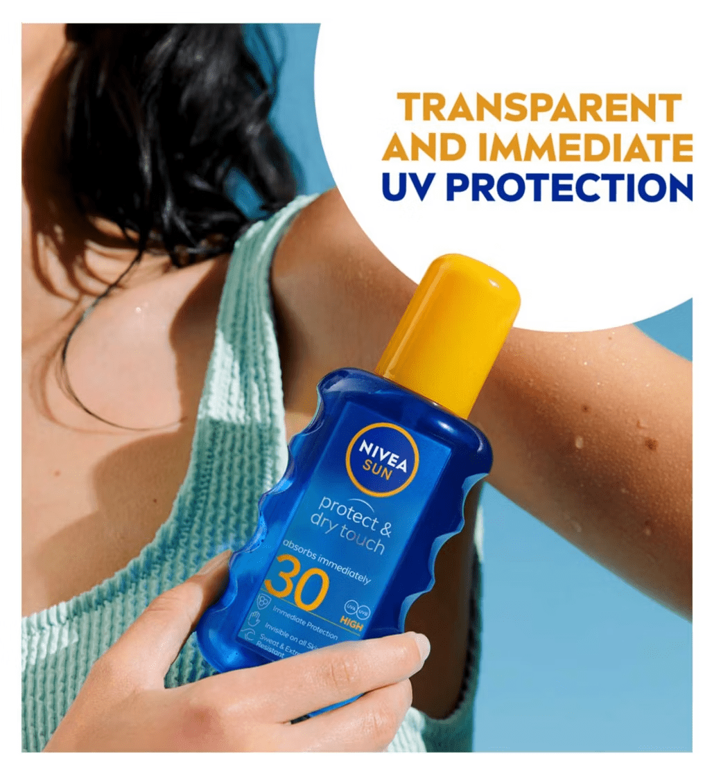 Nivea Sun Protect & Dry Touch Sun Cream Spray SPF30 200 ml / 6.8 fl.oz - 3 Pack