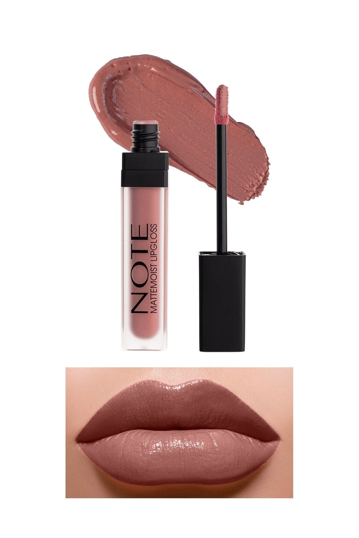 Note Cosmetics Mattemoist Lipgloss Semi Matte Satin Finish Liquid Lipstick-410 Sandal Wood