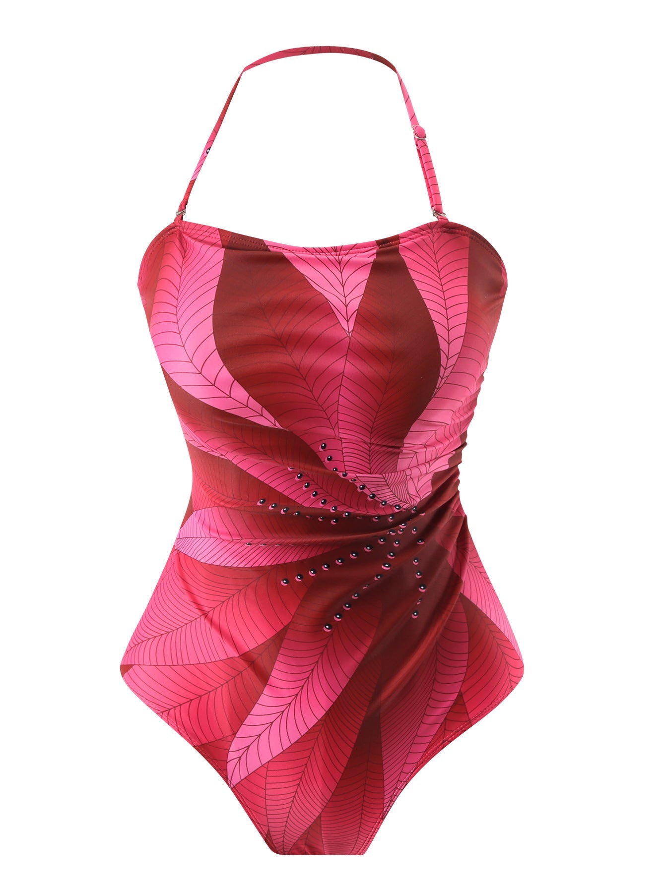 Conservative Swimsuit Digital Printed Belly Covered Halter Gauze Swimsuit for Women