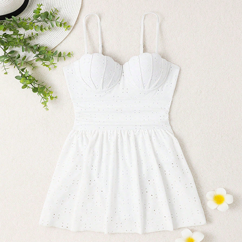 Solid Color Shell Underwire Beach Skirt Swimsuit Women Sexy Suspenders Bikini Swimsuit