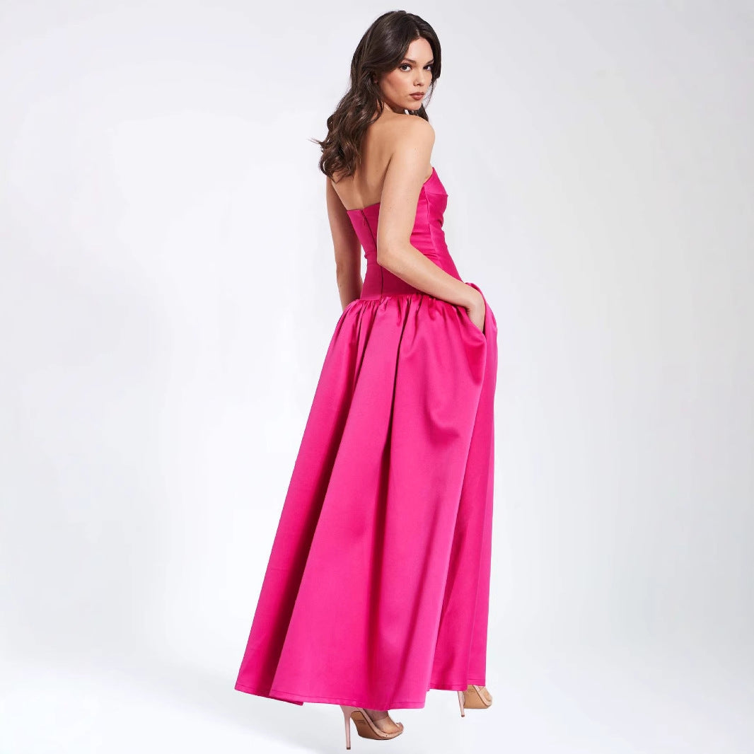 Summer Sling Dress - Waist Slimming Vacation Dress with French Rose Design