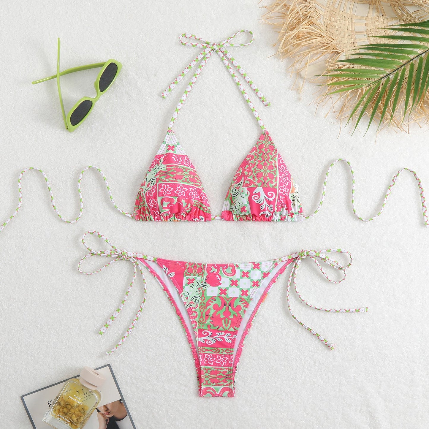 Bikini Printed Sexy Halter Swimsuit Women Split Durable Bikini