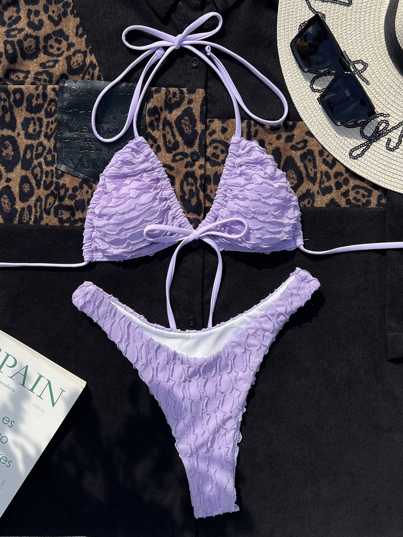Split Swimsuit Three Dimensional Petals Bandage Sexy Bikini Swimsuit Bikini