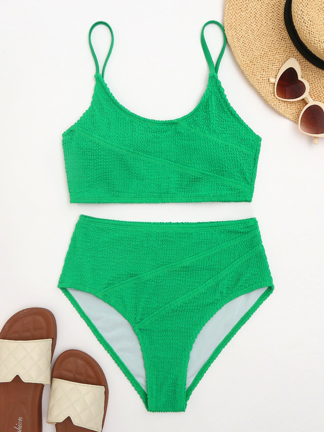 Bikini Solid Color Snake Cloth High Waist Sexy Bikini Swimsuit Swimwear Women