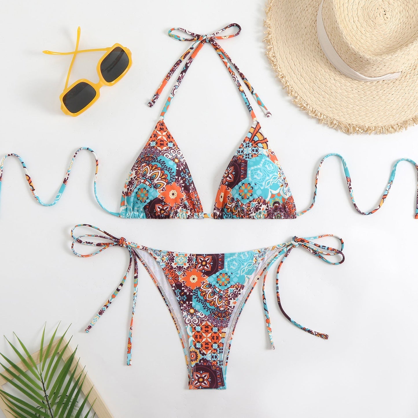 Bikini Printed Sexy Halter Swimsuit Women Split Durable Bikini