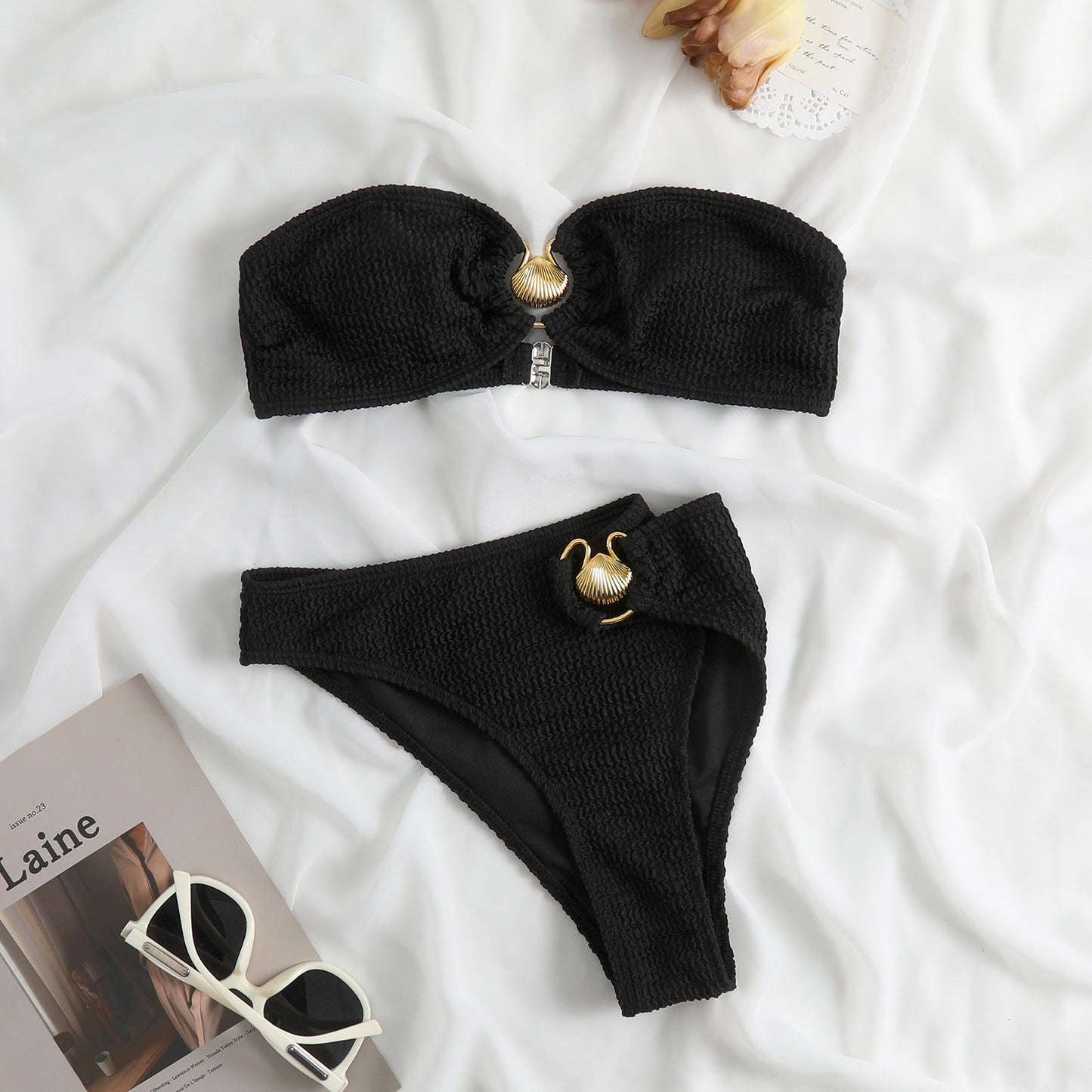 Sexy Tube Top Shell Bikini Swimsuit Popular Swimsuit Women