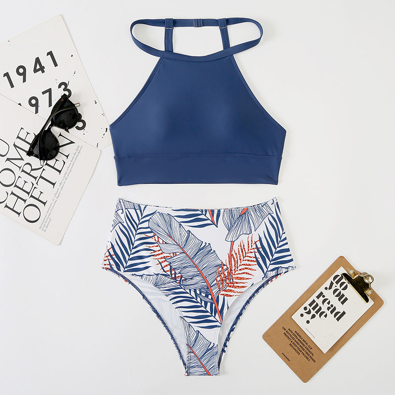 Sexy Women Split High Waist Pockets Bikini Bikini Printing Multicolor Swimsuit