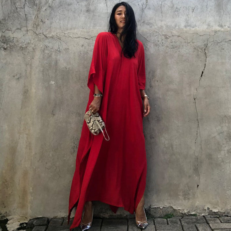 Rayon Solid Color Blouse Seaside Vacation Dress Loose Overclothes Bikini Swimsuit Robe Outer Wear Women