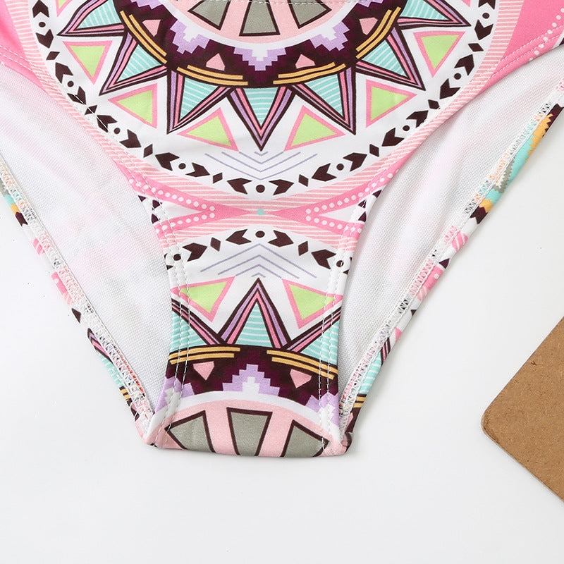 Digital Printing Fixed Board Split Women Triangle Pockets Bikini Swimsuit Beach Swimsuit Swimming