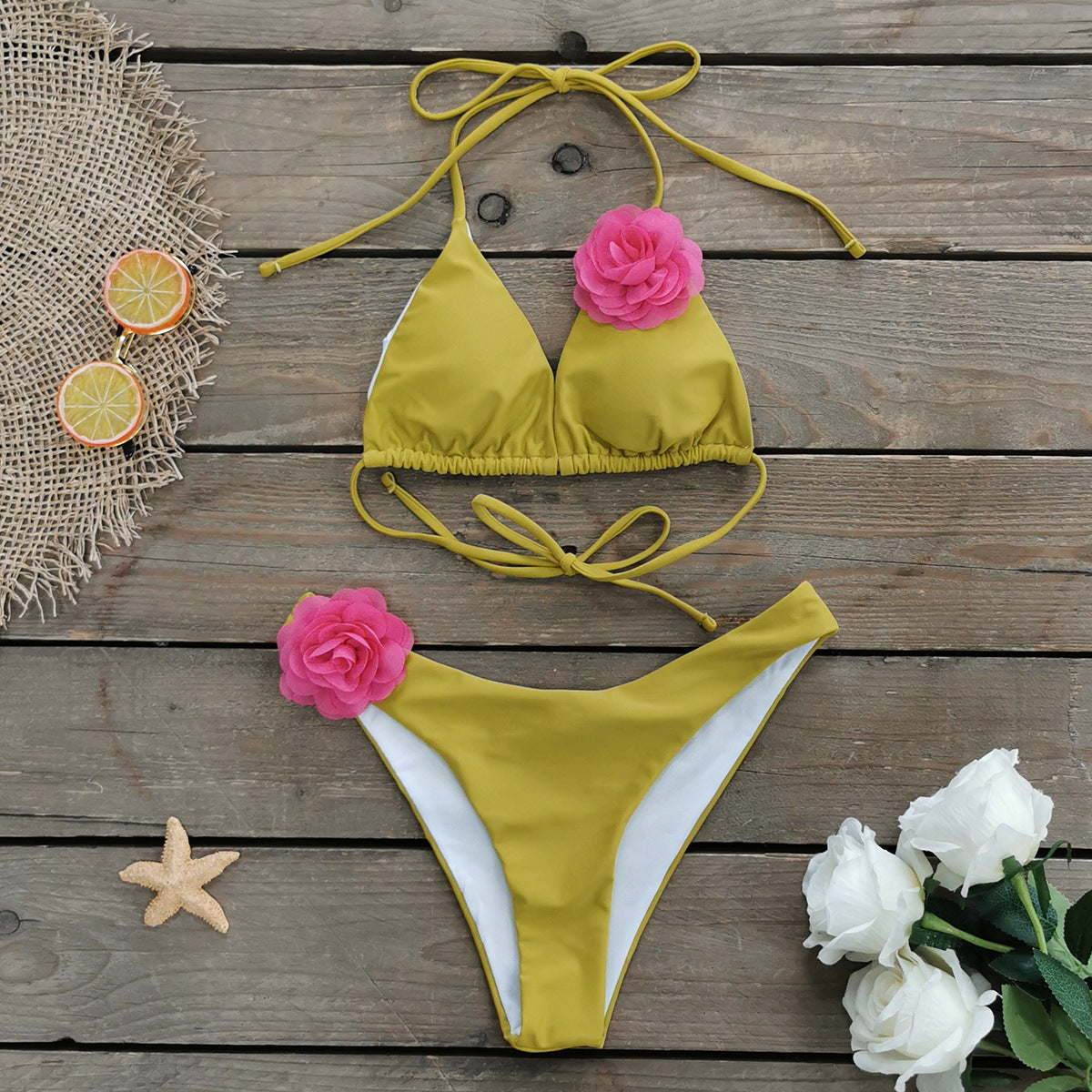 Three Point Mini Bikini Low Waist Sexy Strap Split Swimsuit Women Bikini