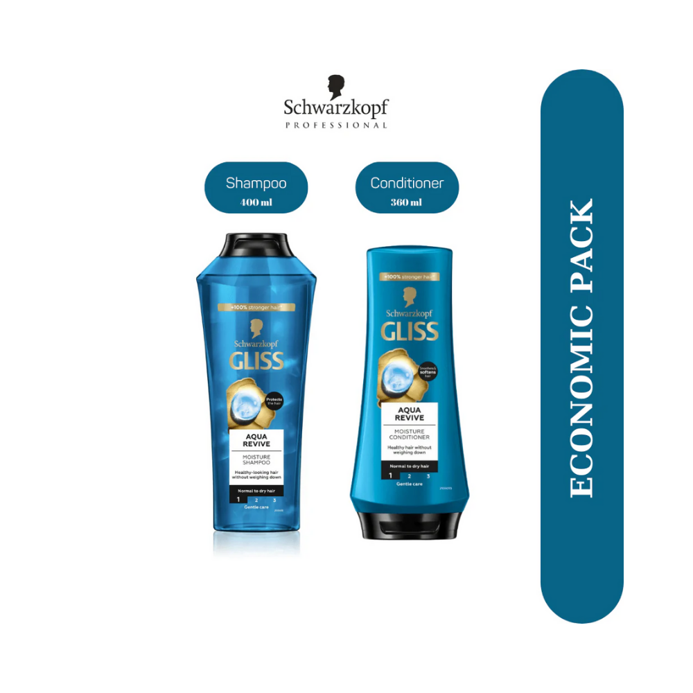 Coffret économique de 2 shampooings et après-shampooings Schwarzkopf Gliss Aqua Revive