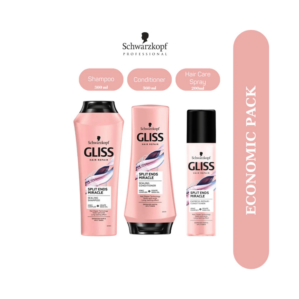 Schwarzkopf Gliss Split Hair Miracle Coffret économique de 3 shampoings, après-shampoings et sprays capillaires