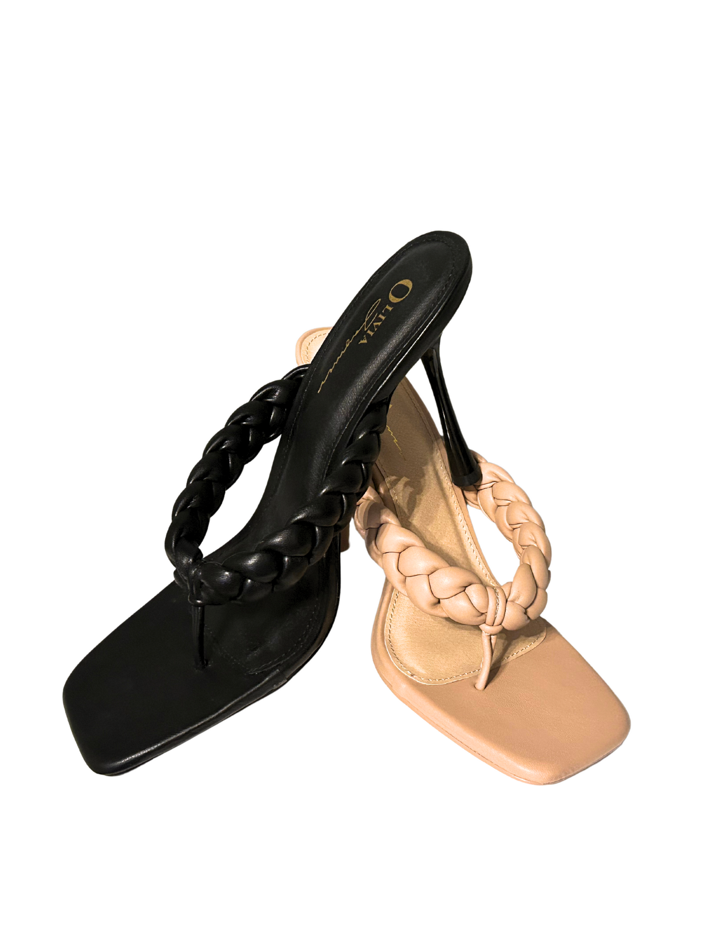 Nixie 4-Inch Chic Nude Slip on Sandals With Braided Design For Comfort And Style