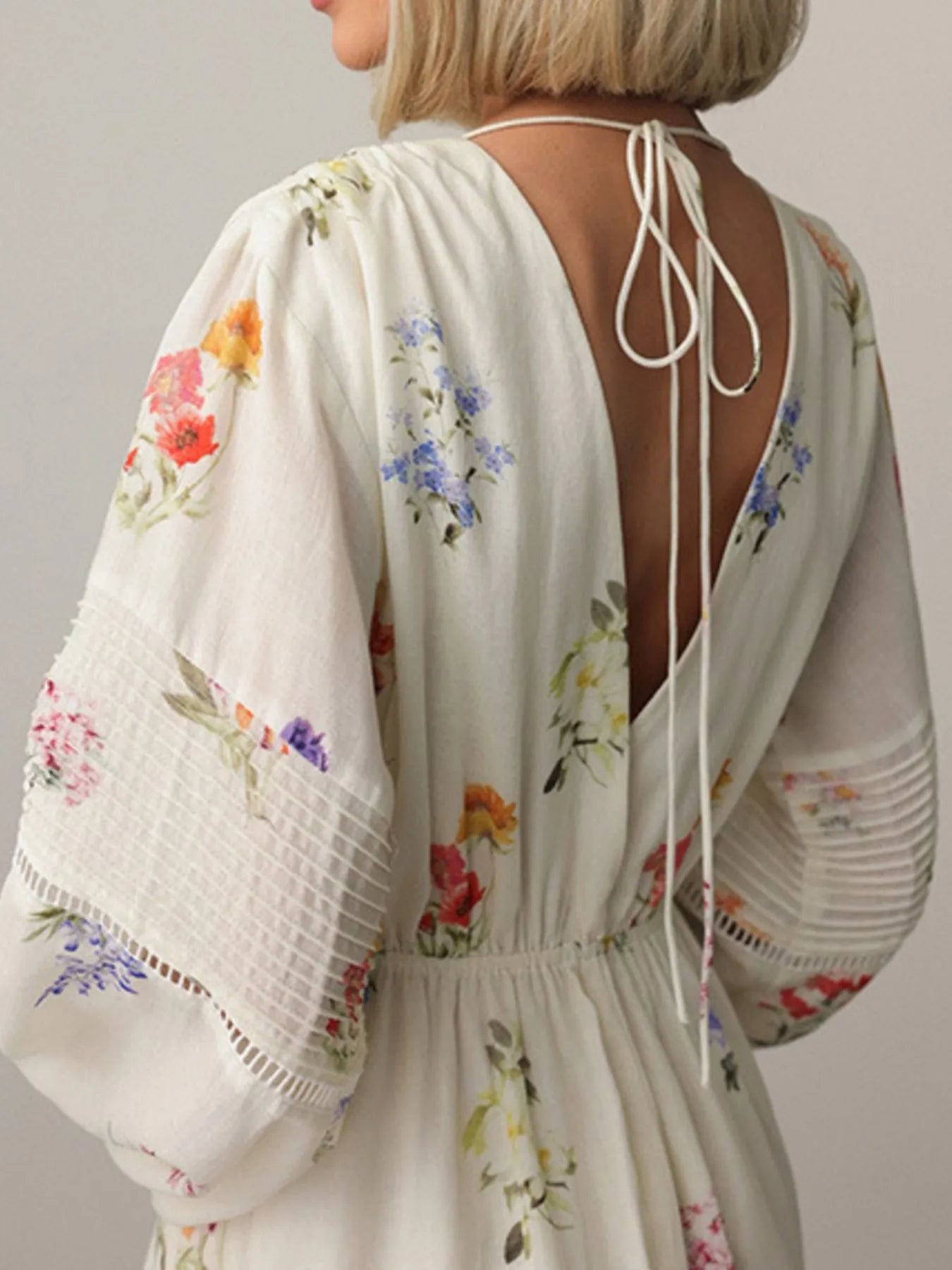 Floral Print Long Sleeve Midi Dress