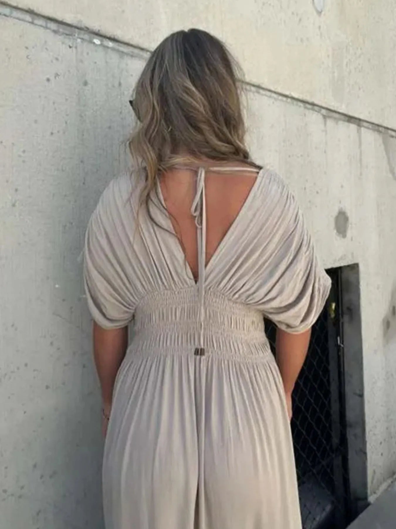 Deep V-Neck Maxi Dress with Side Slit Plus Size