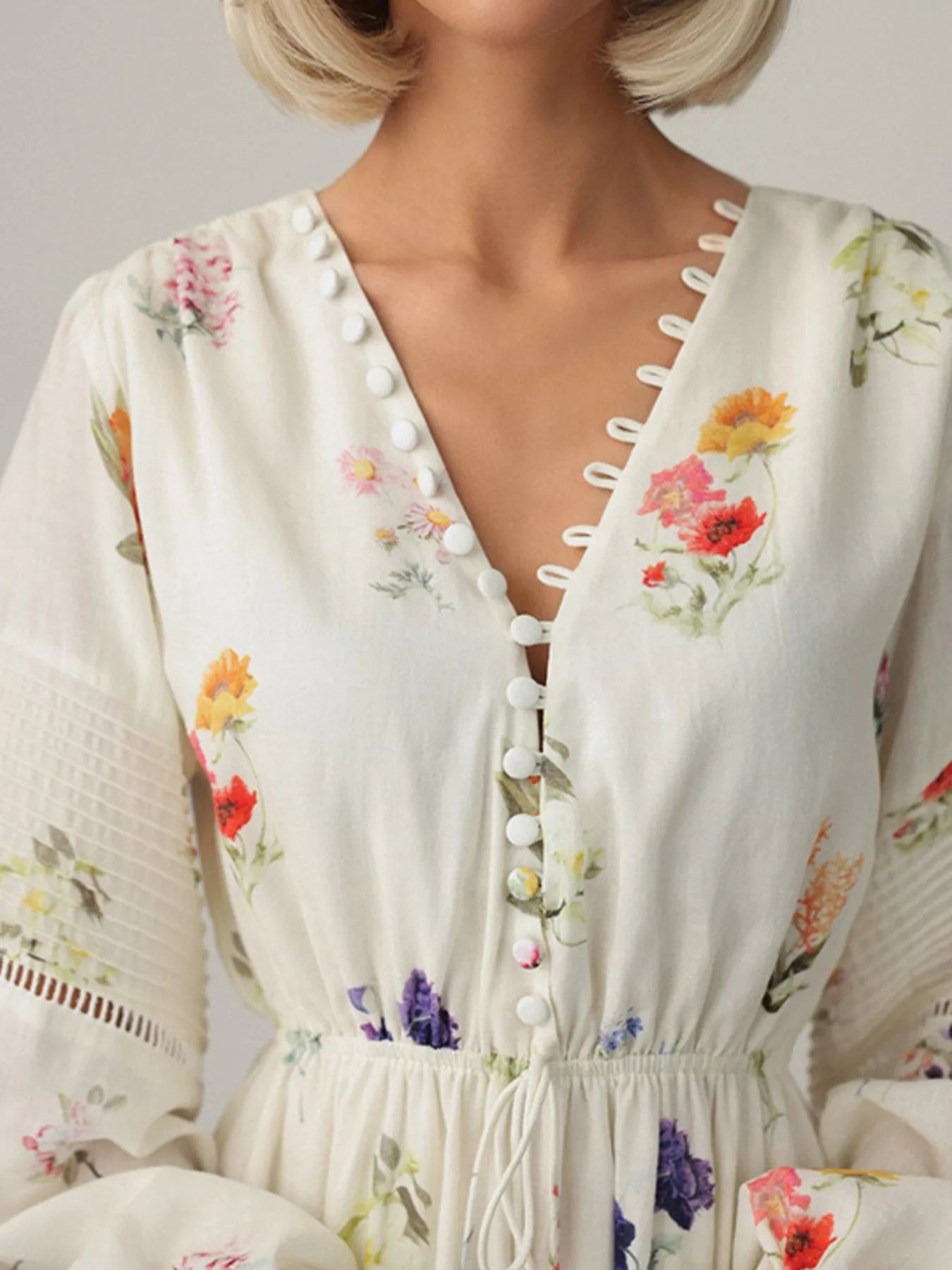 Floral Print Long Sleeve Midi Dress
