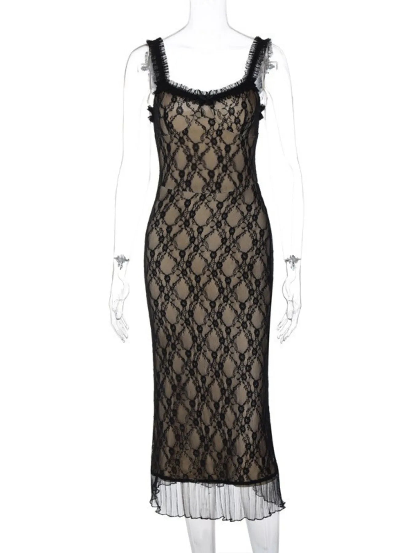 Lace V-Neck Midi Cami Dress