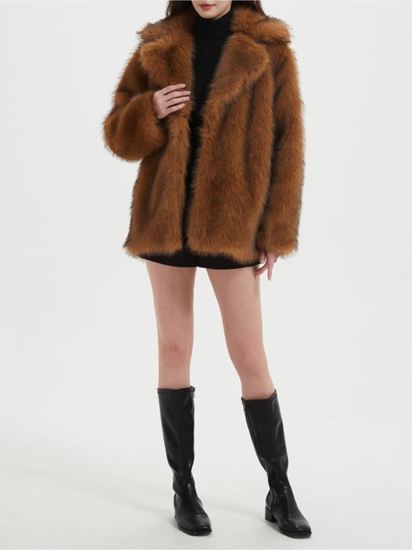 Elegant Sophisticated Formal Wear V-neck Winter Coat