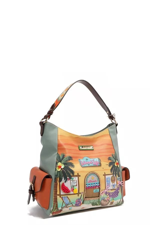 Nicole Lee Sun And Sand Hobo Handbag Pebbled Vegan Leather