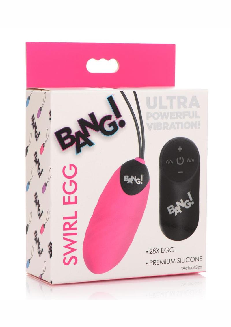 Bang! 28X Swirl Silicone Egg With Remote Control Vibrators