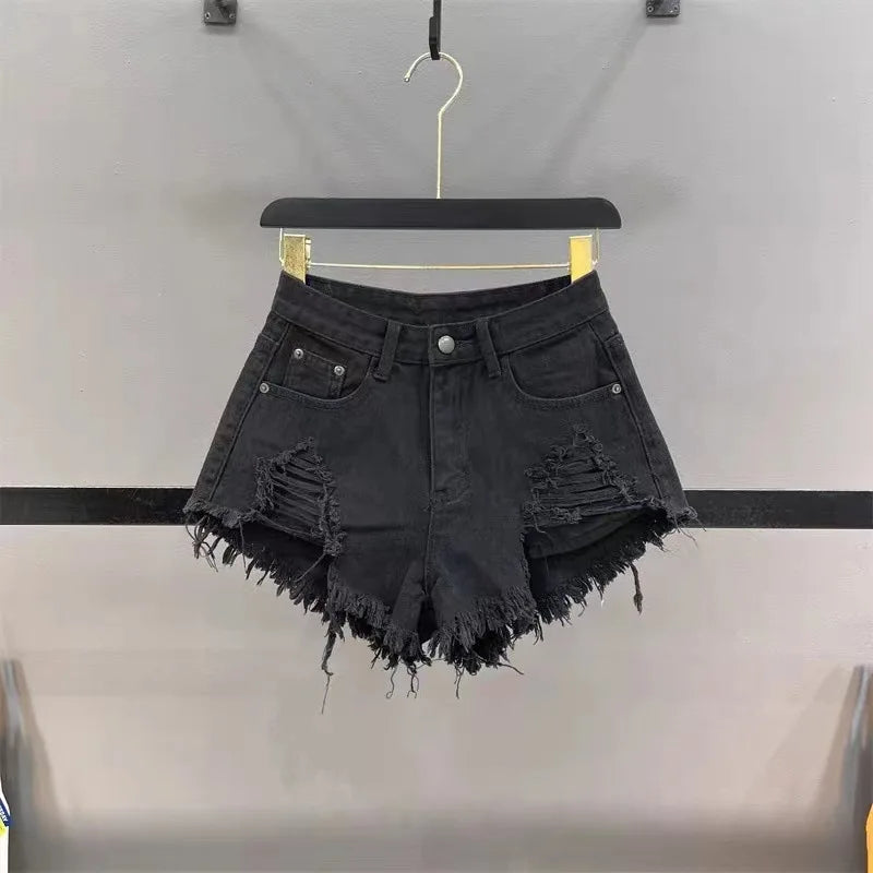 Fashion Korean White Jeans Hole Ripped Low Waist Denim Shorts Women шорты женский