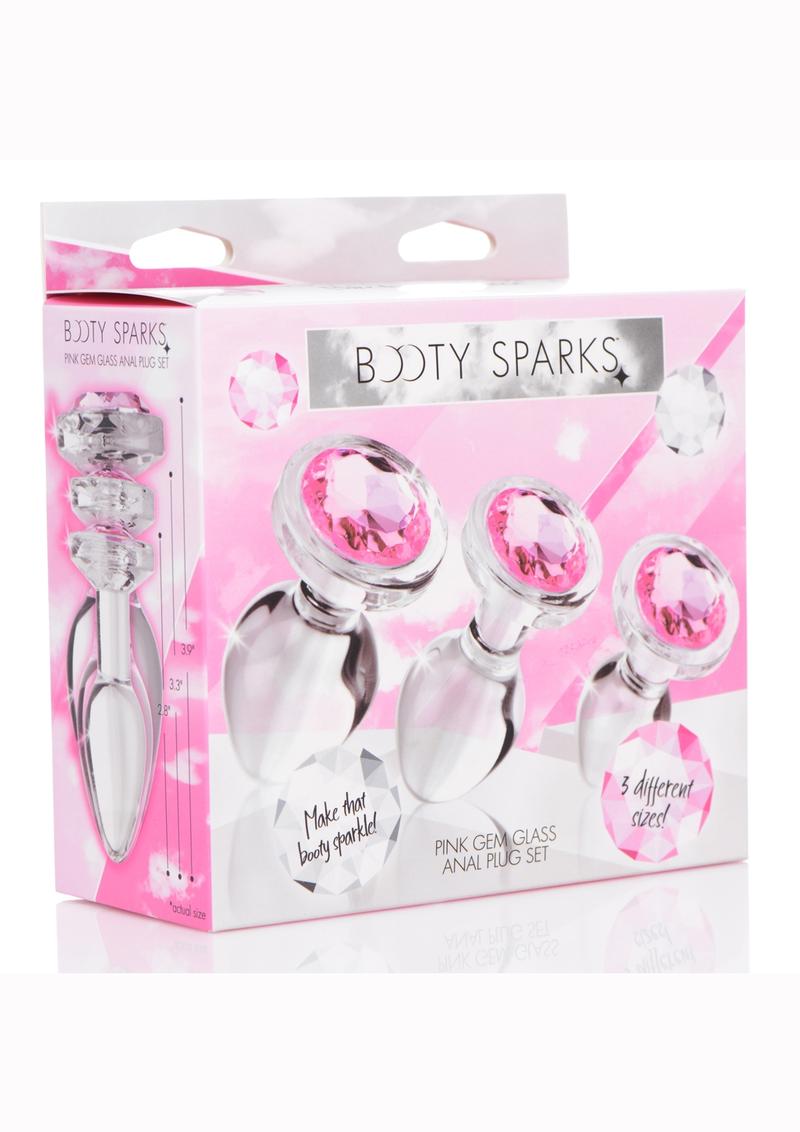 Booty Sparks Pink Gem Glass Anal Plug Set For Ultimate Pleasure