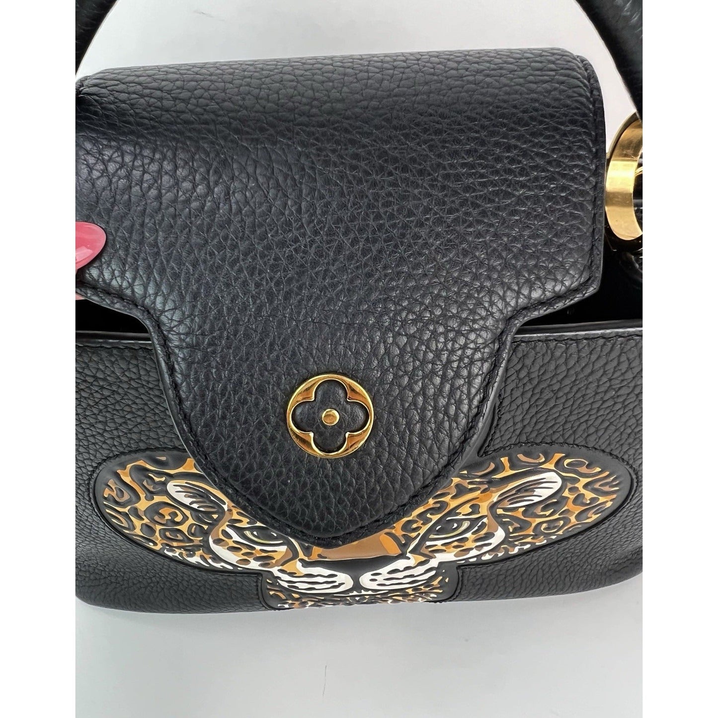 Louis Vuitton Taurillon Capucines Trapped Leopard BB Black Shoulder Bag