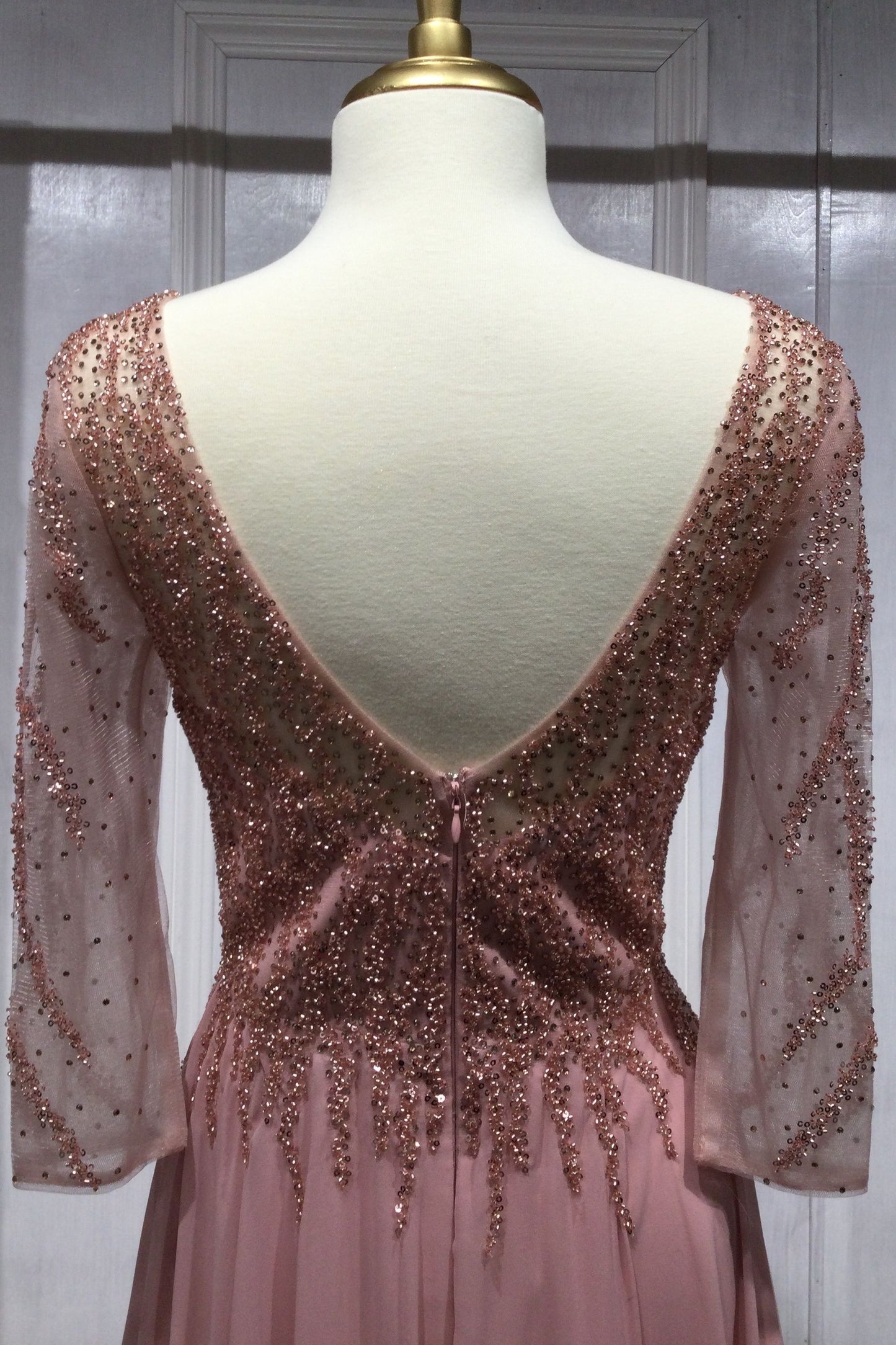Chiffon A-Line Long Sleeve Gown