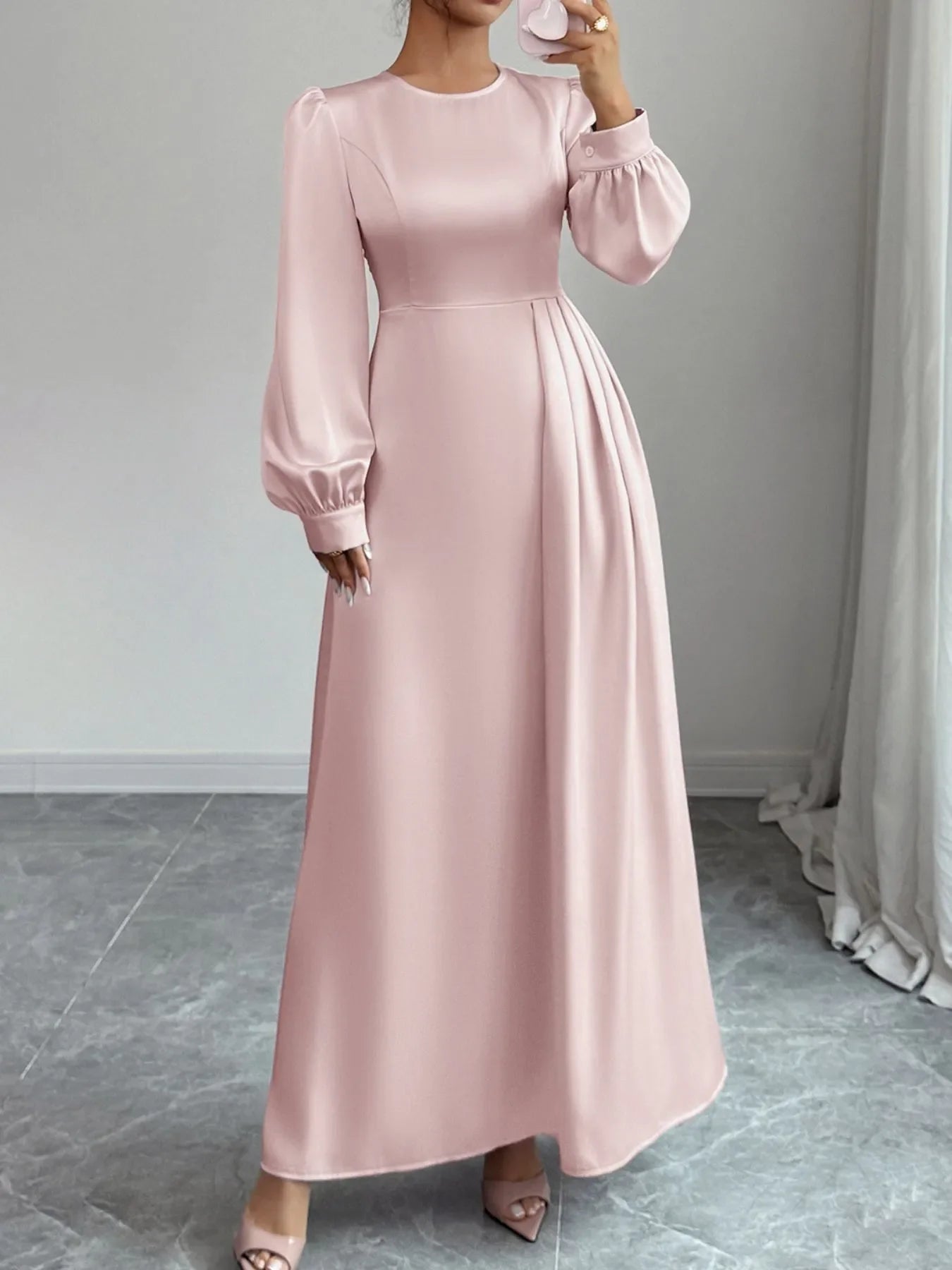 Satin Long Sleeve Maxi Dress