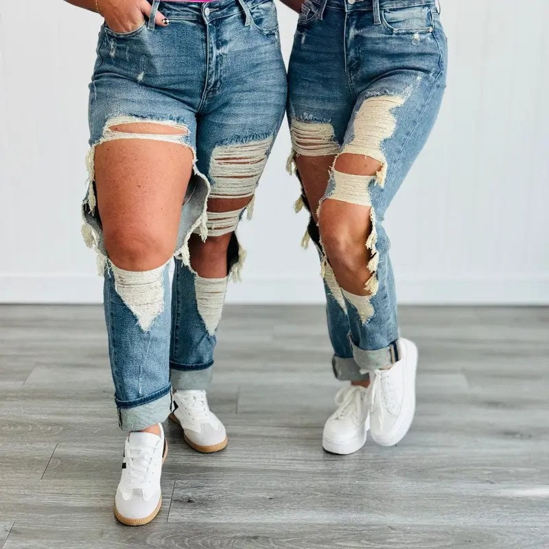 Women's High-Waist Jeans, Straight-Leg