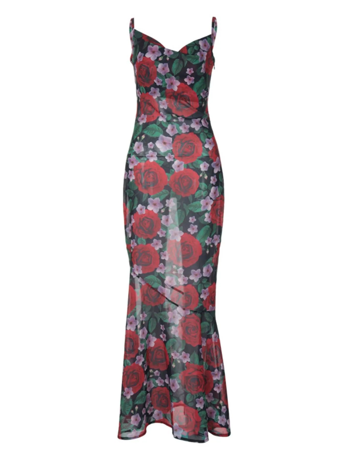 Floral Print Bodycon Maxi Dress