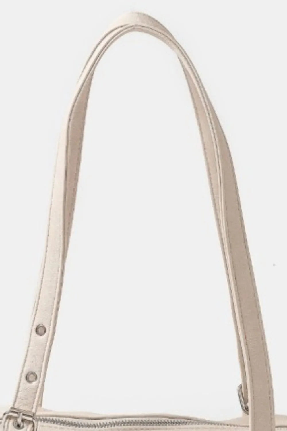 Fame Beige Leather Handbag Grommet Belt Strap Rectangular