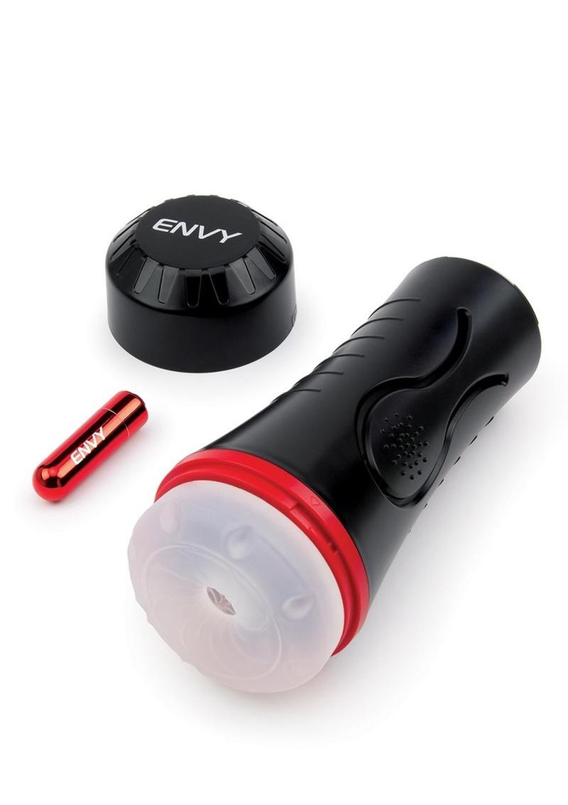 Envy Squeezable Clear Clutch Vibrating Discreet Textured Stroker