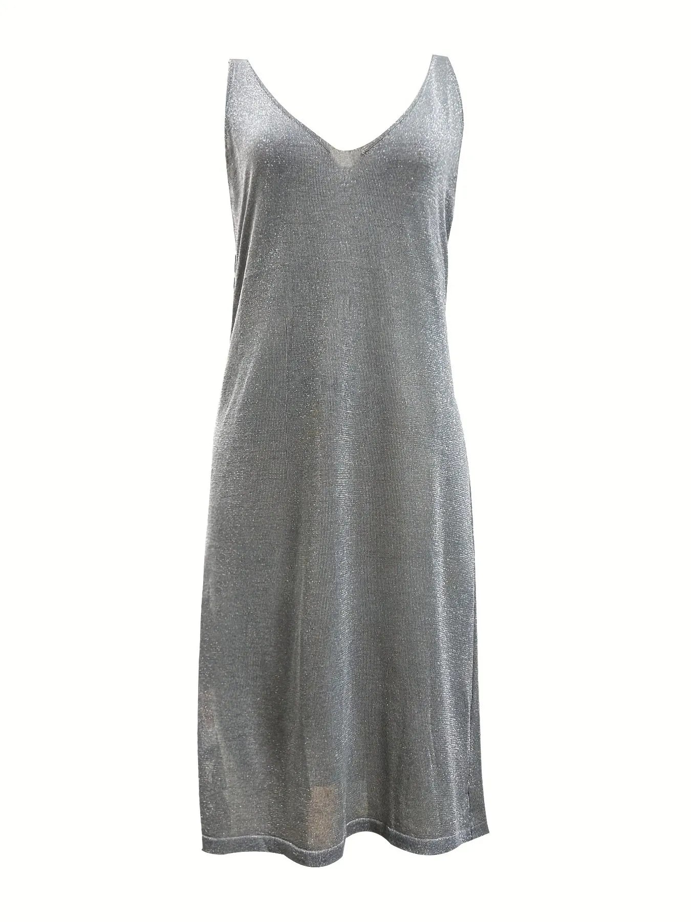 V-Neck Sleeveless Midi Dress