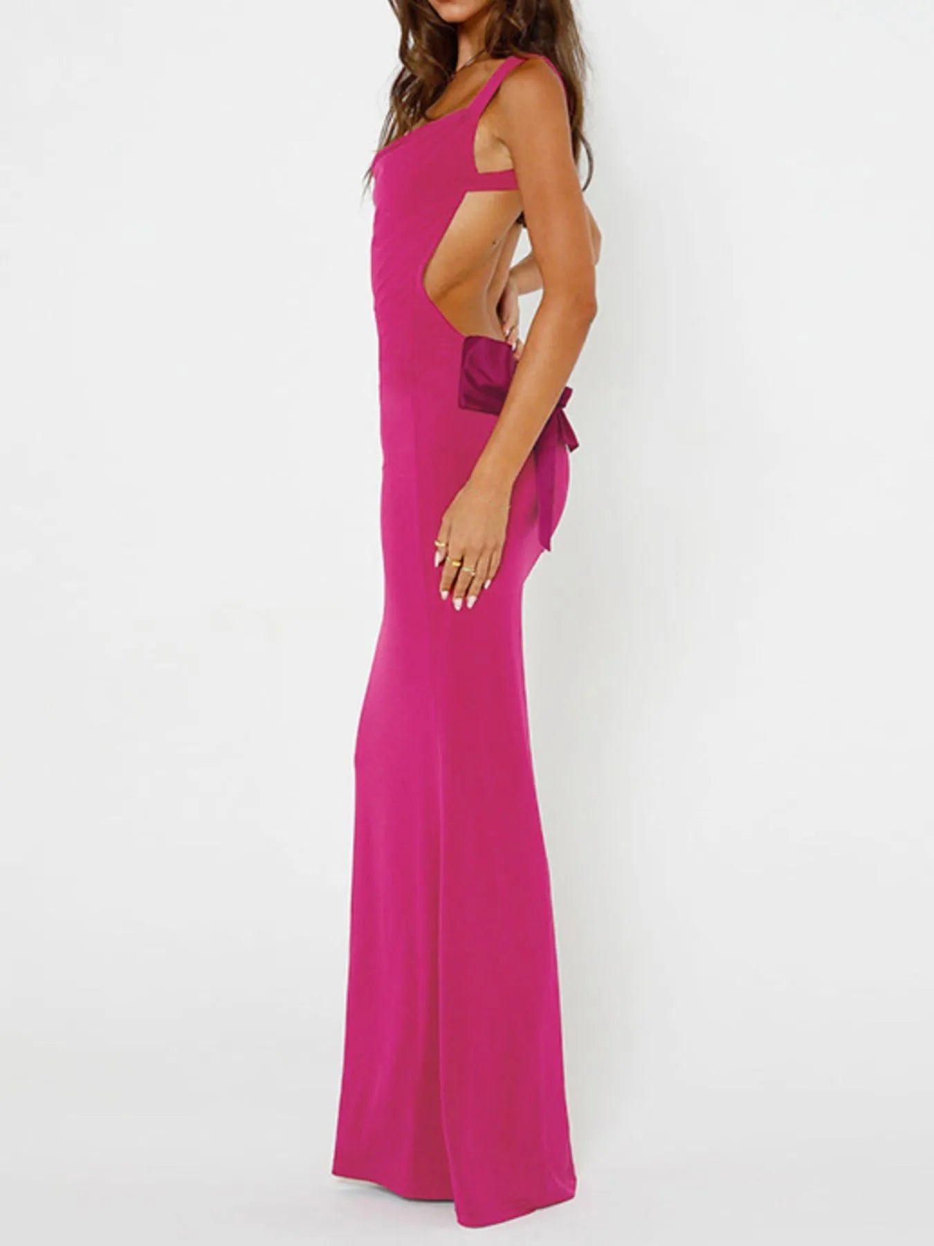 Backless Bow-Tie Back Maxi Dress