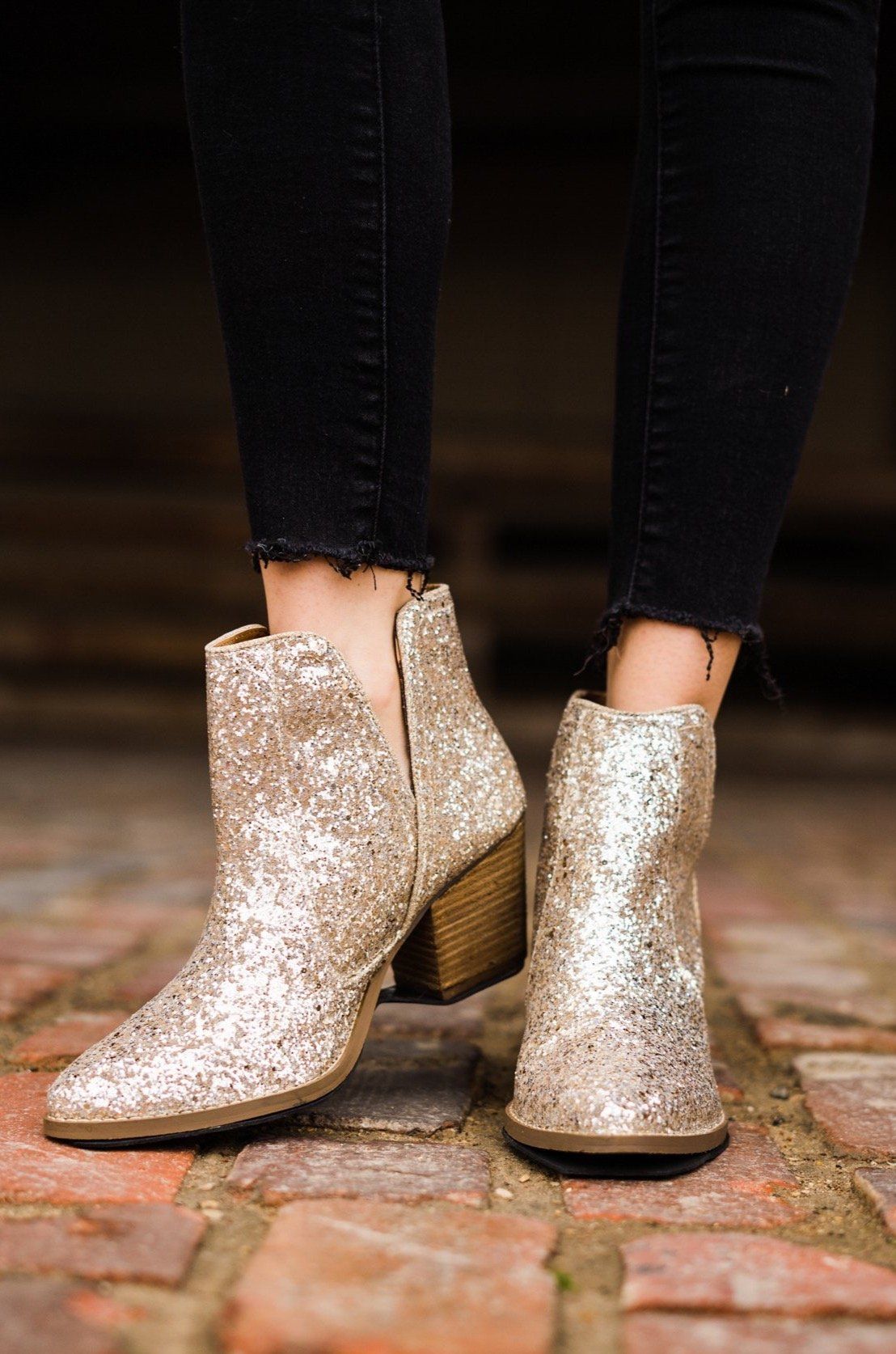 Bottines à paillettes Fiera en or